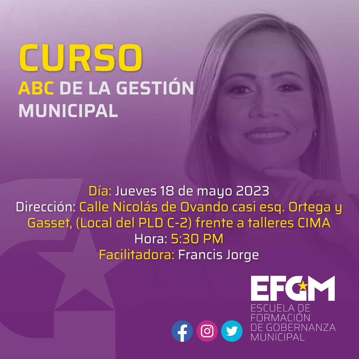 C2Dnpld's tweet photo. "El ABC de la Gestión Municipal" impartido por @francisJorge27 una ⭐️ de la municipalidad.
Jueves 18, 5:30 PM., Local del partido en la #C2DnPLD
Te esperamos ¡No te lo puedes perder!
#C2DnPLDteInforma https://t.co/Ls89vOUq4h