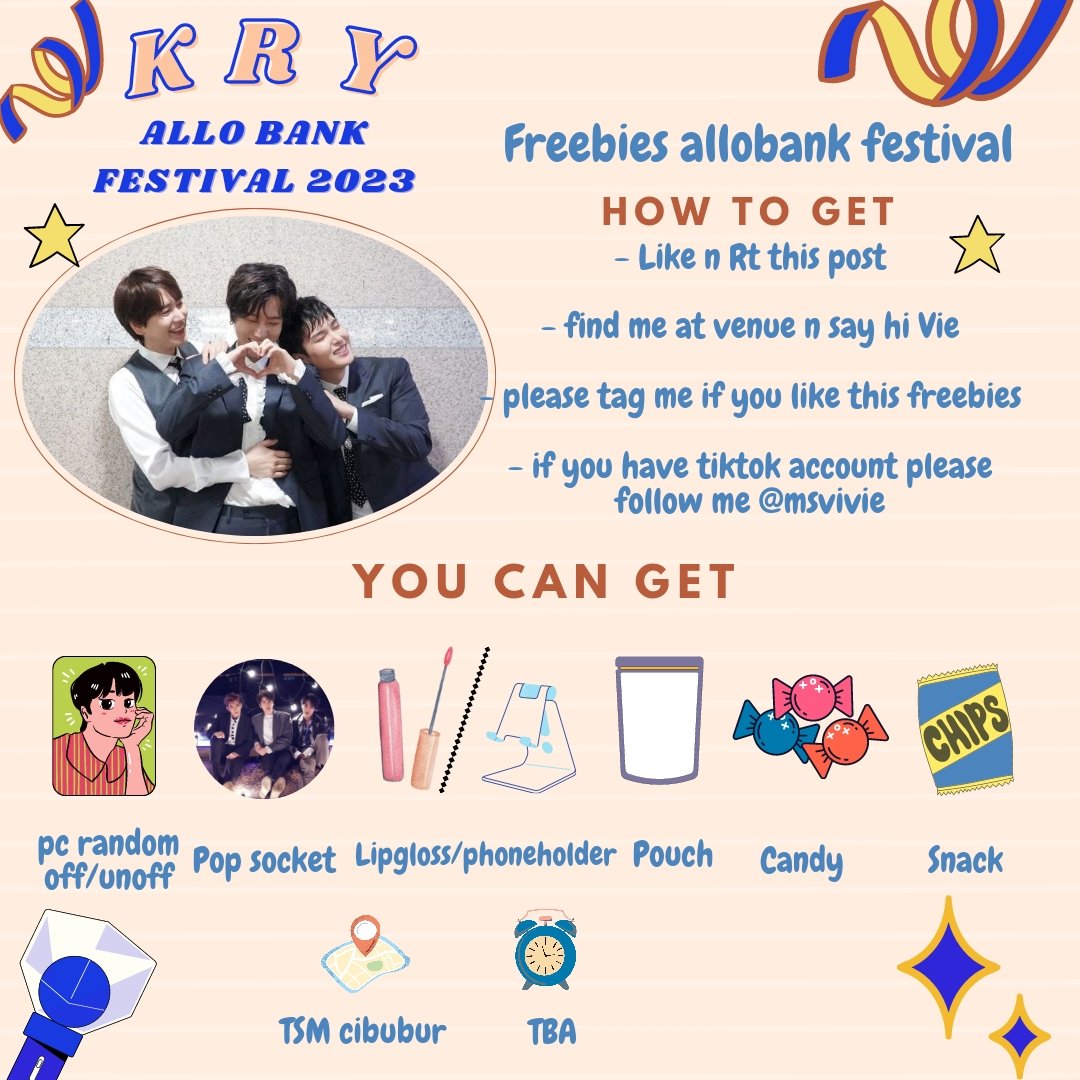Ms_vivie24's tweet photo. 💙 Help RT💙
Freebies Super junior KRY Allo bank festival

Loc : tsm cibubur (20 May)

Aku buat terbatas, find me n say hai vie ya
Pc off aku selipin di dalem pouch secara random yaa dan ga semua dpt.
Yg mau tukeran freebies jg boleh ☺️
Semoga kalian suka freebies dr aku yaa ☺️☺️ https://t.co/rPRwW5HNV5