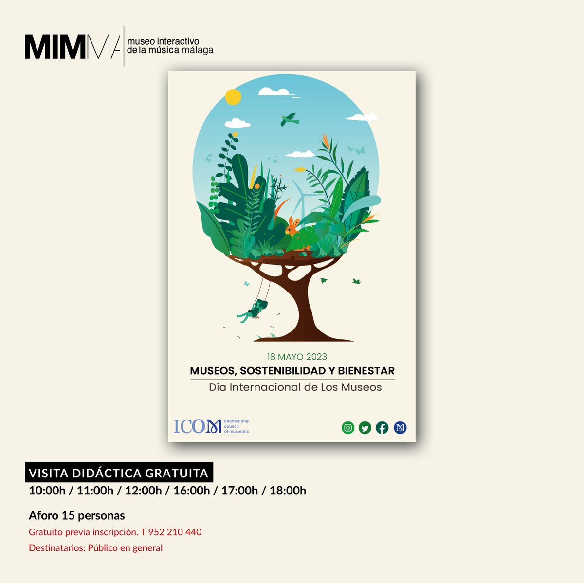 Mimma_Malaga's tweet photo. ¡Mañana se celebra el #díainternacionaldelosmuseos y en el MIMMA vamos a celebrarlo con visitas didácticas gratuitas!

Los pases serán a las 10:00h, 11:00h, 12:00h, 16:00h, 17;00h y 18:00h.

El aforo será de 15 personas máximo y tendrán una duración de 45 minutos. https://t.co/HXUA6ZrKtC