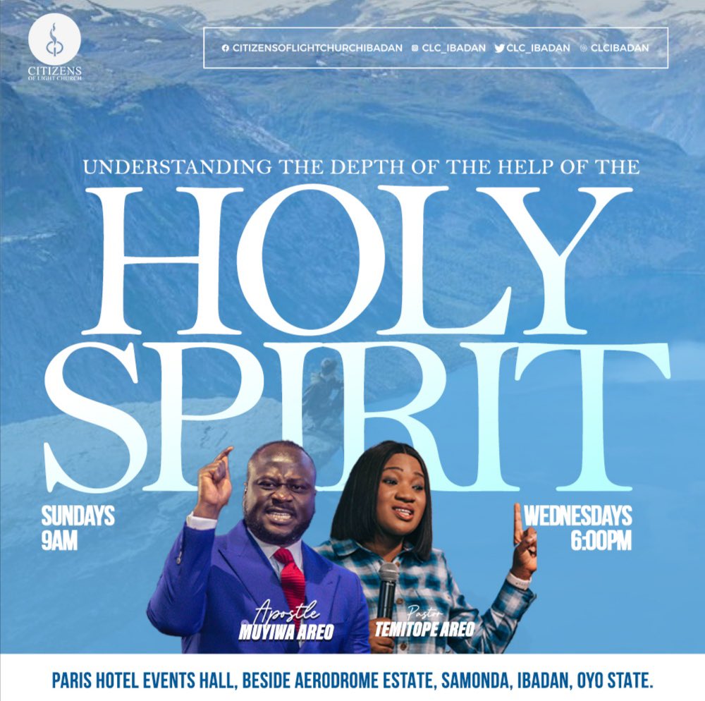 theseunakinloye's tweet image. We are learning about THE DEPTHS OF THE HELP OF THE HOLY SPIRIT in @clc_ibadan. 

Service continues today(Wednesday) by 6pm at Paris Hotel, Events Hall, Besides Aerodrome Estate, Samonda, Ibadan.

See you in church.
Welcome to Freedom!

#clcibadan
#clctribe
#MadeInClc