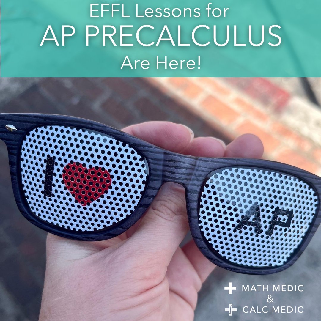 MathMedic's tweet image. Good news! Calc Medic now has a FULL curriculum of EFFL lessons, covering every topic in the AP Precalculus Course Framework. 
Join us 5/18 at 7 PM EST as we offer a free webinar all about this new course. Link in bio to register. #MathMedic #APPrecalculus #collegeboard #EFFL