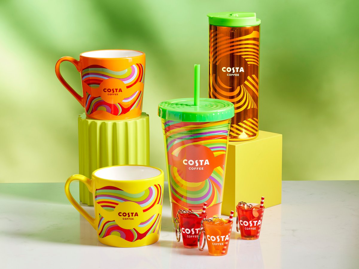 Sip in style this summer with Costa's new merchandise collection. 🌈🥤