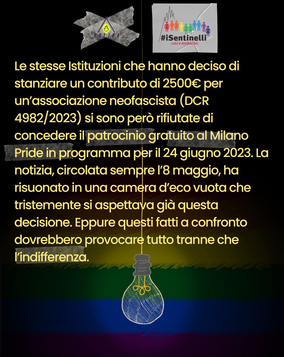 isentinelli's tweet photo. Il 17 maggio è la Giornata contro l’omolesbobitransfobia e mai come quest’anno è necessario parlare della nostra condizione, organizzarci, resistere. L’Italia ha un grosso problema di omolesbobitransfobia. 
[Continua...]

#isentinelli #koliba #lgbt #politica #omofobia #IDAHOBIT https://t.co/NkFBBLCruF