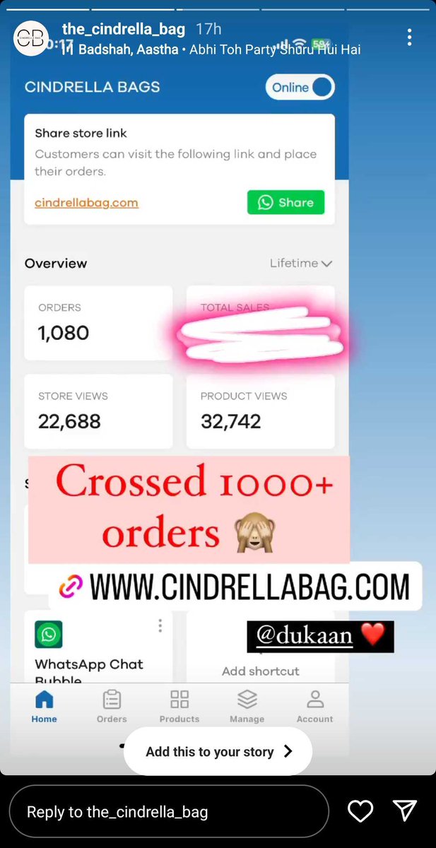 👏 A huge round of applause for cindrellabag.com on surpassing 1,000+ orders. 🎉

Congratulations on this well-deserved accomplishment and here's to even greater success ahead! 🚀