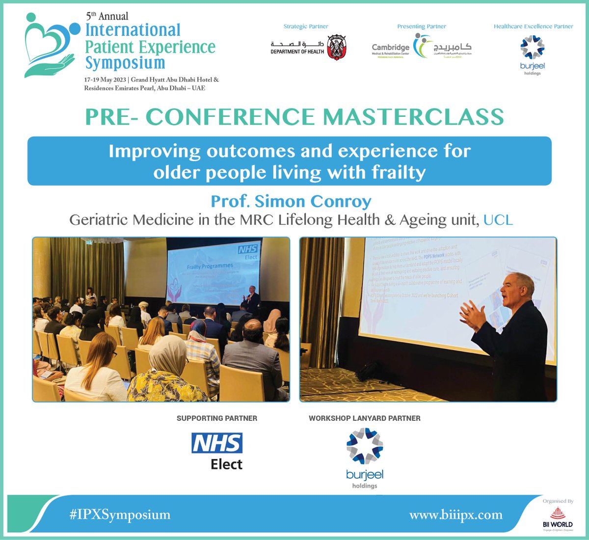 5th Annual International #patientexperience Symposium witnessed Prof. Simon Conroy  'Improving outcomes and experience for older people living with frailty' #IPXSymposium #patientcare #patientdata #patientengagement #patients #innovation #healthcaretransformation #virtualhealth