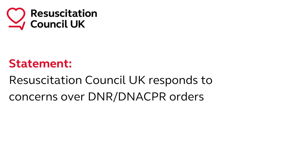 Resuscitation Council UK has released a response to concerns over DNR / DNACPR orders. 

Read the statement here:
resus.org.uk/about-us/news-…