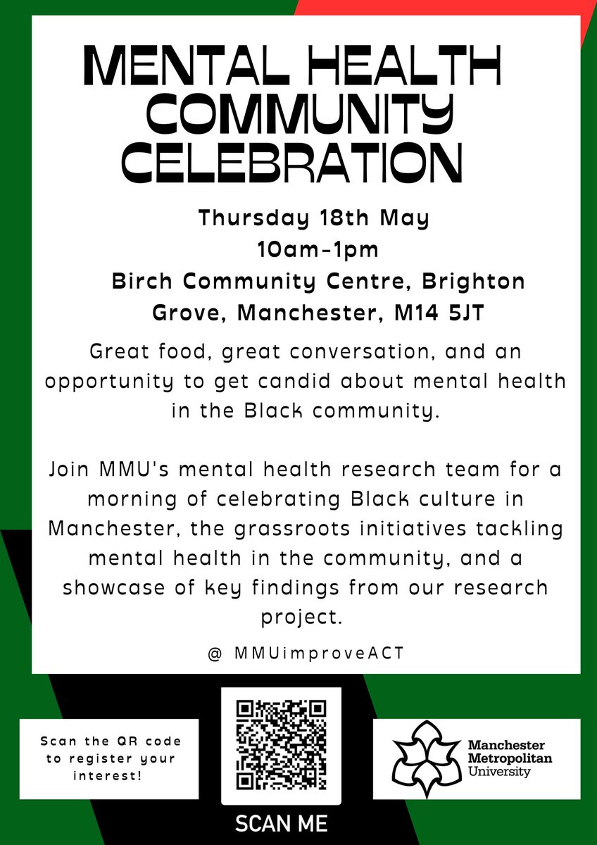 Just one more day! Tomorrow is our community celebration event, a morning of good food, live music, and open conversation about what needs to change in our #mentalhealthservices ✊🏽
Birch Community Centre M14 5JT, 10am-1pm. 
#MentalHealthAwarenessMonth #MCR