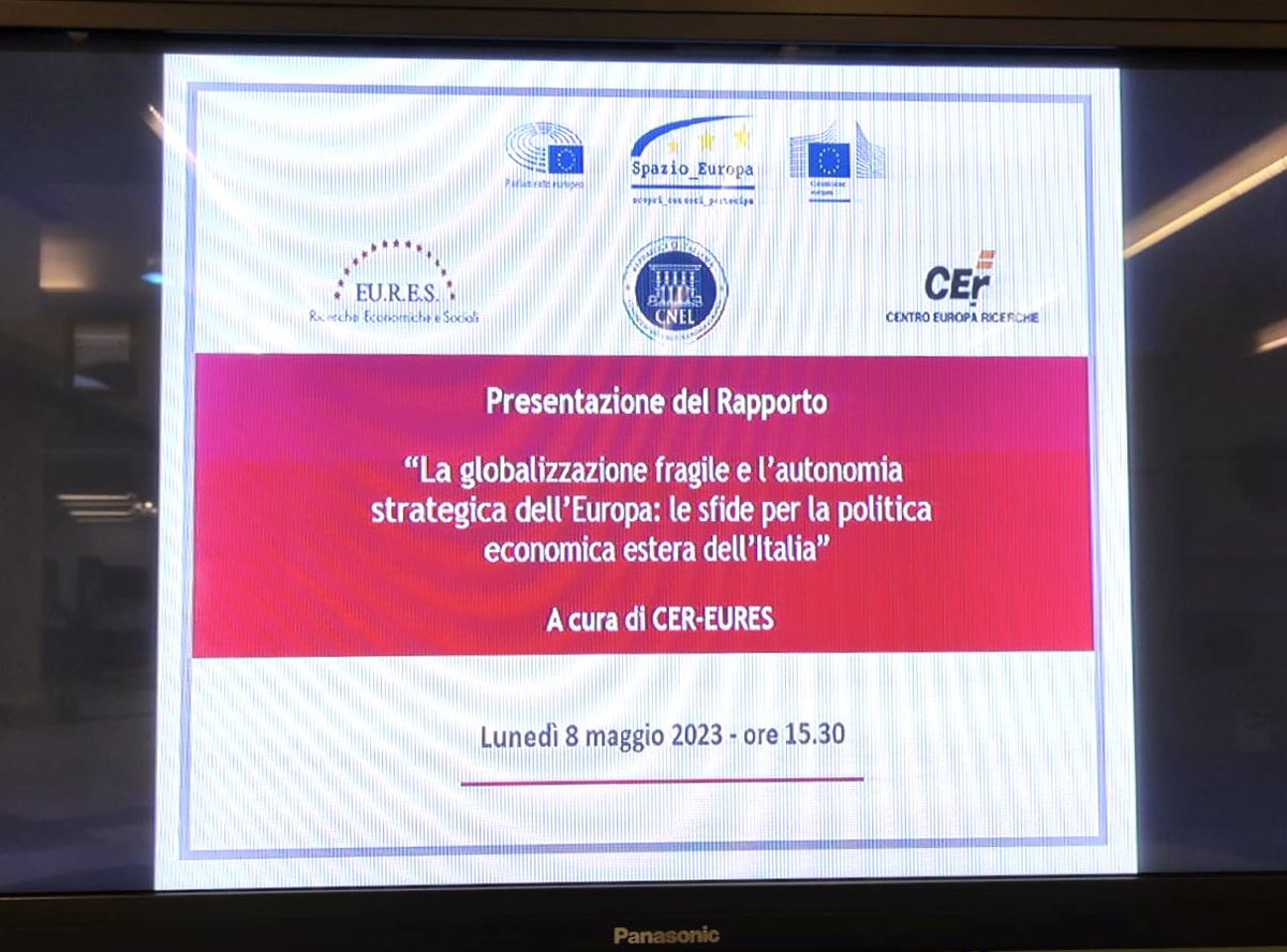 Lunedì 8 maggio 2023
è stato presentato da  

𝗖𝗘𝗥, 𝗖𝗡𝗘𝗟 e 𝗘𝗨𝗥𝗘𝗦
il 𝗥𝗔𝗣𝗣𝗢𝗥𝗧𝗢 𝗦𝗨𝗟𝗟𝗔 𝗣𝗢𝗟𝗜𝗧𝗜𝗖𝗔 𝗘𝗖𝗢𝗡𝗢𝗠𝗜𝗖𝗔 𝗘𝗦𝗧𝗘𝗥𝗔 𝗗𝗘𝗟𝗟'𝗜𝗧𝗔𝗟𝗜👇🏻👇🏻👇🏻 centroeuroparicerche.it/rapporti/rappo…  

#cer #cnel #eures #politicaeconomicaestera #commisioneeuropea