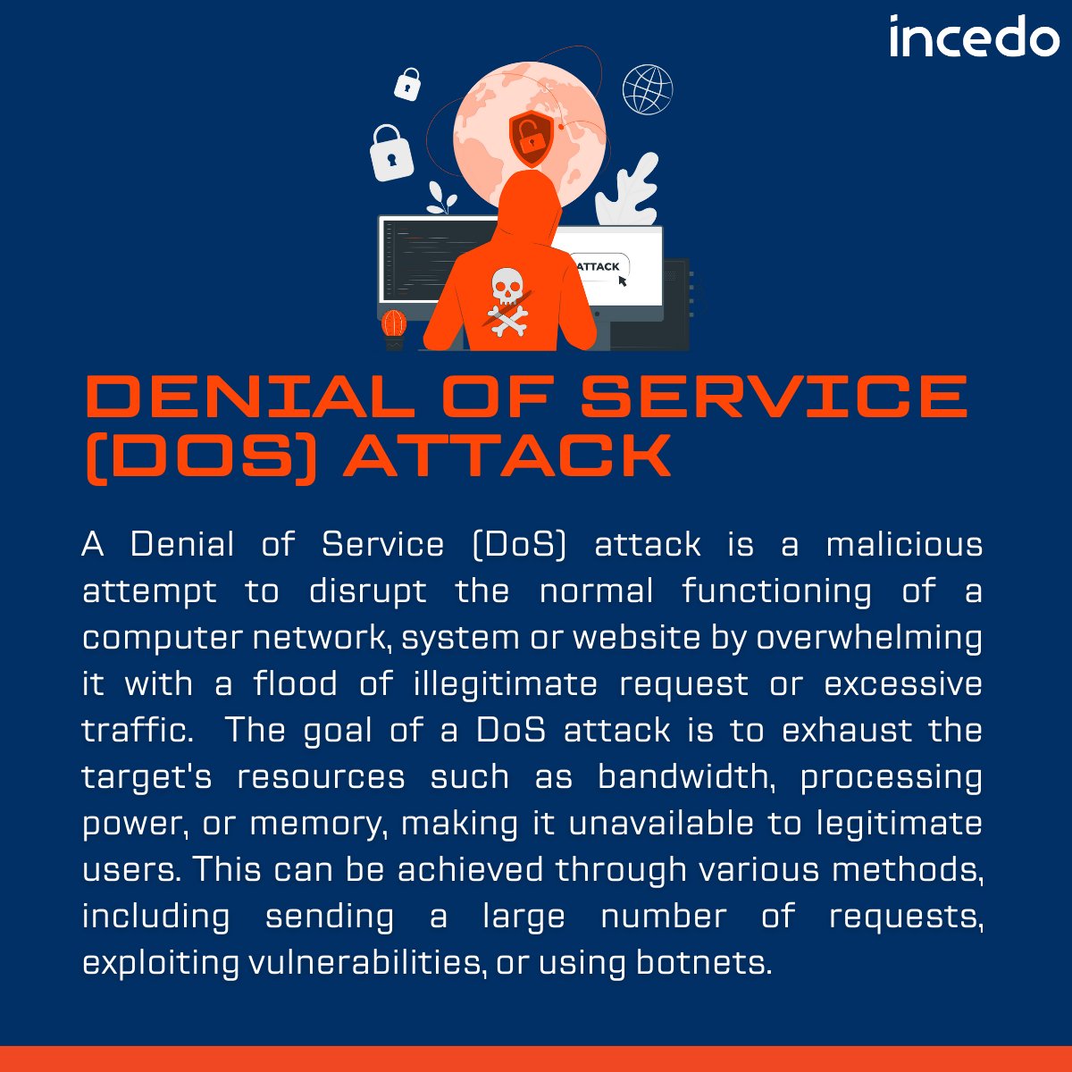 kumarrajeev_it's tweet photo. What is DoS attack?  #cybersecurityterms
#Incedo #wininthedigitalage #cybersecurity  #besecure #becybersmart @incedoinc https://t.co/i6Wl1lXVID