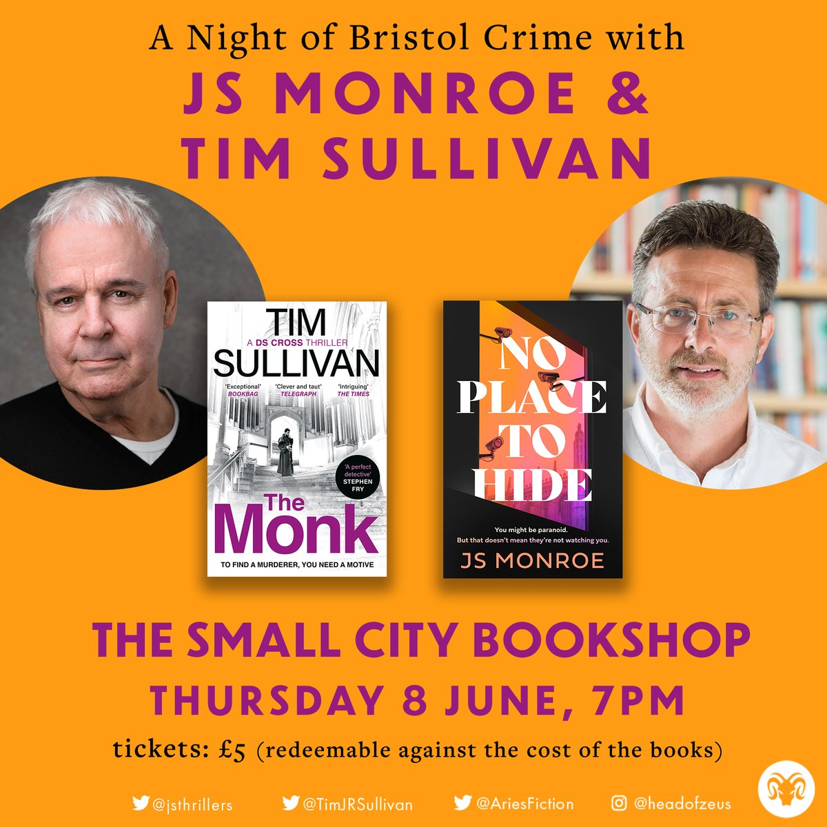 EmmaFinnigan's tweet image. Calling all #Bristol folk...  Don't miss this fabulous event with @TimJRSullivan and @JSThrillers at the lovely @smallcitybooks on 8 June. They'll be talking about their Bristol set crime fiction.
#redfield #Bristol #Bristolevents @AriesFiction 
thesmallcitybookshop.co.uk/event-details/…