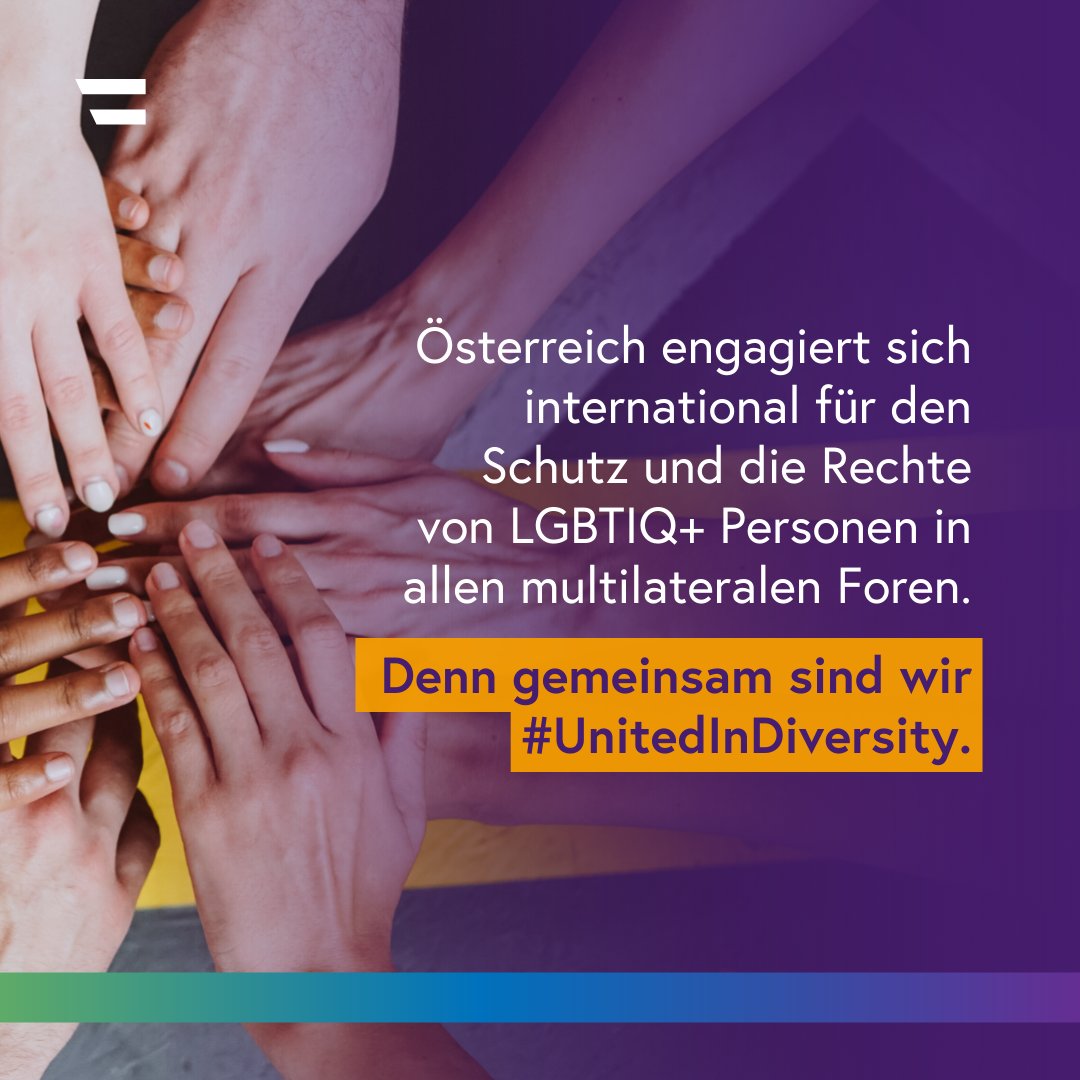 Heute ist der Internationale Tag gegen Homo-, Bi-, Inter- und Transphobie #IDAHOBIT 🏳️🌈
🇦🇹 engagiert sich international für den Schutz und die Rechte von LGBTIQ+ Personen in allen multilateralen Foren.
Unser Motto „Together always: United in Diversity“
#SpreadLoveNotHate