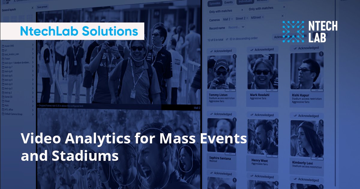 Learn how NtechLab video analytics software helps ensure safety at stadiums and other mass event venues.
ntechlab.com/solution/facia…

#massevents #facialrecognition #publicsafety #publicsecurity #videoanalytics #stadiums #facerecognition #smartcity #safecity
