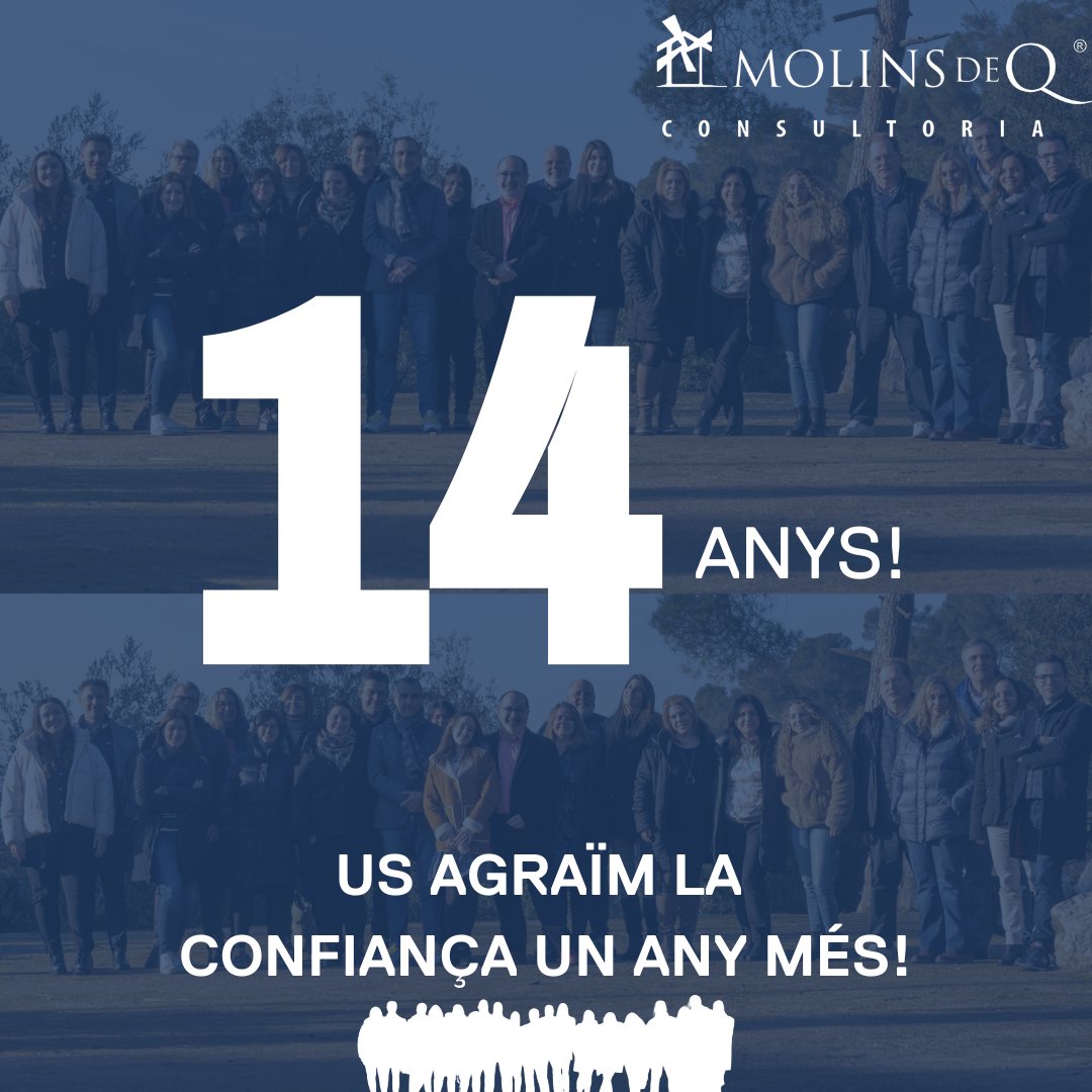 molinsdeQ's tweet photo. Molins de Q fa 14 anys!
Us agraïm la confiança i desitgem celebrar més anys plegats. https://t.co/RPZtFN3ORN