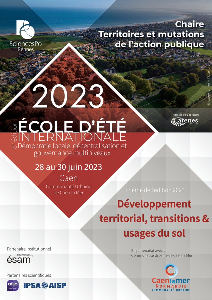 🔔 Ecole d'été <a href="/SPRchaireTMAP/">Chaire TMAP</a> à Caen "Développement territorial, transitions et usages du sol" (28-30 juin) : les inscriptions à tarif préférentiel sont prolongés jusqu'au 22 mai ! 
Inscription en ligne : lnkd.in/eGjc_JUk
Programme à retrouver ici : filesender.renater.fr/?s=download&to…