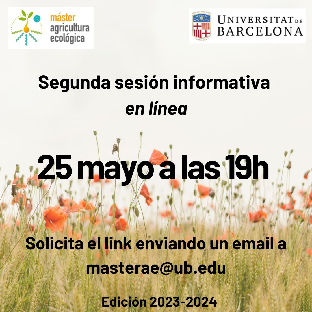 El plazo de inscripción al Máster de Agricultura Ecológica es hasta el 31 de julio: participa en la sesión informativa online y accede a una formación  multidisciplinar, técnica y práctica para incorporarte a un sector  laboral en constate expansión!