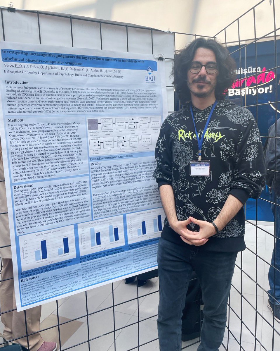 baubrainlab's tweet photo. 7 Mayıs’ta Özyeğin Üniversitesi’nde gerçekleşen 9. The International Symposium on Brain and Cognitive Science (ISBCS)’da Tanıklık Belleği ve Üstbiliş projemizden iki poster sunumuyla yer aldık. Sunumlarımıza katılan herkese ve organizasyon ekibine teşekkür ederiz. #isbcs2023 https://t.co/3G6yKlCCVq