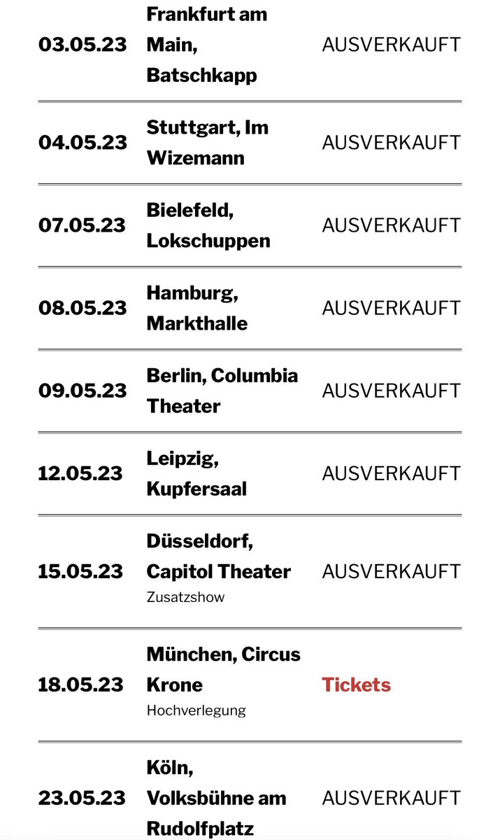 Morgen (Donnerstag) treten Tarkan und ich mit dem Podcast Gefühlte Fakten in München im Circus Krone (lol!) auf. Die Show (lol!!!) ist die letzte, für die es noch Tickets gibt.
Kommt rum! 🤍🧡🤍
Jetzt Tickets kaufen: 

gefuehlte-fakten.ticket.io/y0wtcpel/