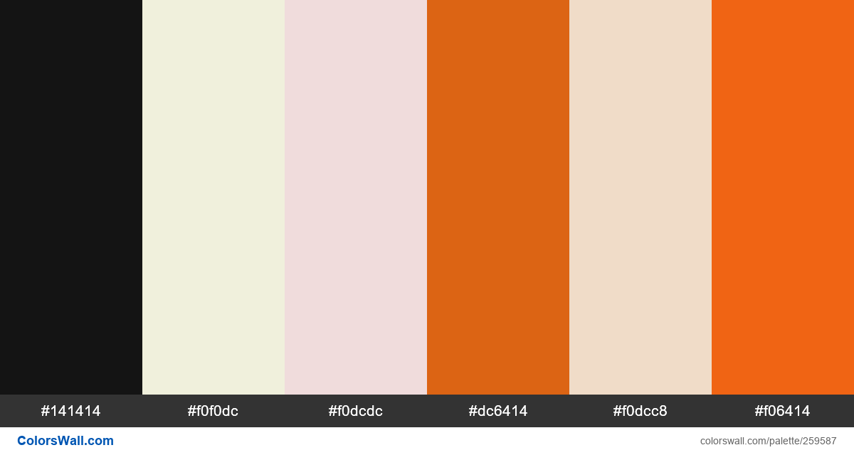 colorswall's tweet image. Handlettering type sans serif typeface logo colours #141414, #f0f0dc, #f0dcdc, #dc6414, #f0dcc8, #f06414 colors palette colorswall.com/palette/259587