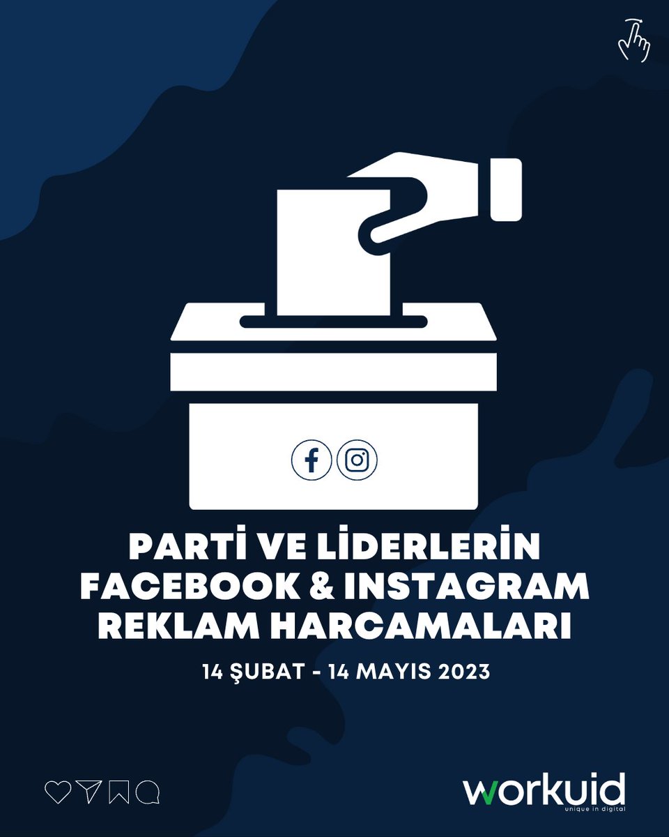 workuid's tweet photo. Sosyal Medyada Seçim Reklam Raporu!📈

Seçim sürecinde parti ve liderlerin Facebook &amp; Instagram reklam harcamaları dikkat çekici düzeyde.🗳️💵

Meta Reklam Kütüphanesi Raporu'na göre 14 Şubat - 14 Mayıs tarihleri arasında liderler ve partiler kesenin ağzını açmış görünüyor...💸 https://t.co/qp9VkAtcrh