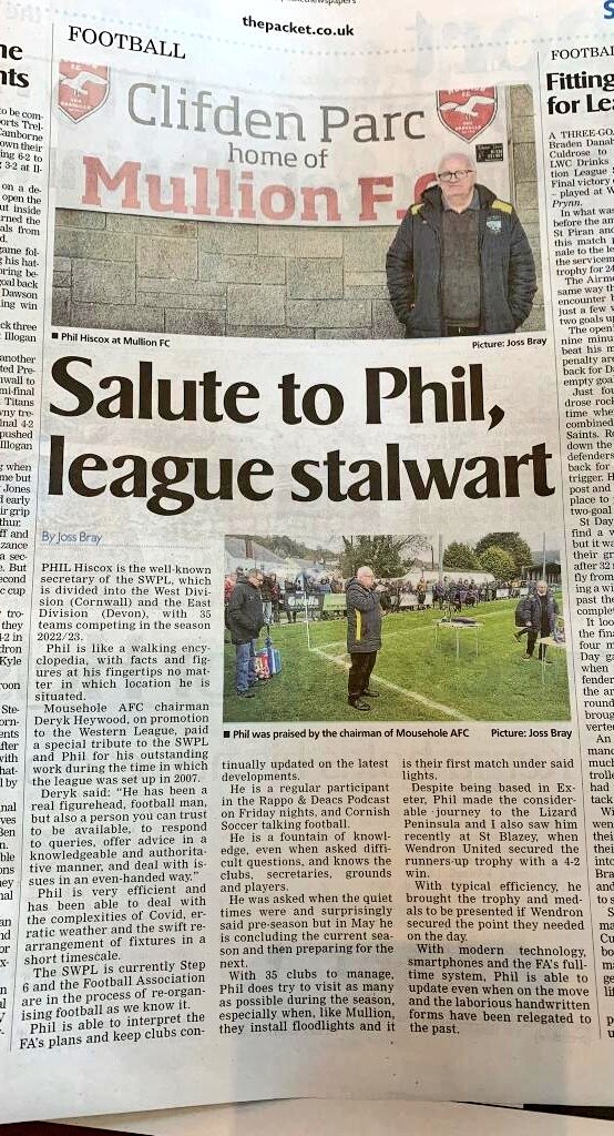 It's not often that I'm lost for words, but been sent this today and frankly I'm overwhelmed, many thanks especially to @MouseholeAFC and @Packetsport 

To be viewed as almost an Honorary Cornishmen is humbling, those who know 'my life story' will also know what this means to me.