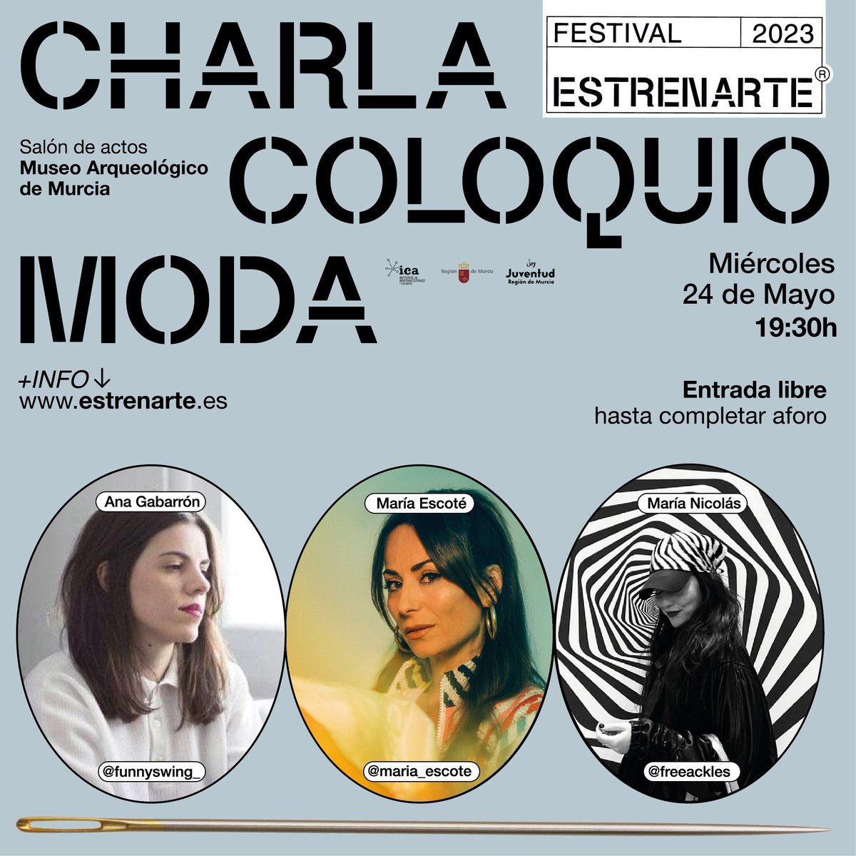 estren_arte's tweet photo. ¡Empezamos nuestra #formación por todo lo alto!🚀

Si eres fanáticx de la #moda te esperamos el miércoles 24/05 a las 19:30h. en el salón de actos del Museo Arqueológico de Murcia 👗

Contamos con ponentes MUY TOP:
⭐ @funny_swing
⭐ @Mariaescote
⭐ María Nicolás

#EstrenARTE2023 https://t.co/ySyCLIf42m