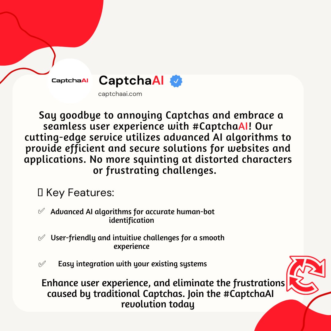 solveunlimited's tweet photo. 🔐 Exciting News! Introducing CaptchaAI - The Future of Captcha Solutions! 🔐
🌐 Learn more: [https://t.co/tcUE1iMNKU]
#AItechnology #OnlineSecurity #UserExperience #Innovation #Captcha #AI #openbullet https://t.co/iRMgeVyftk