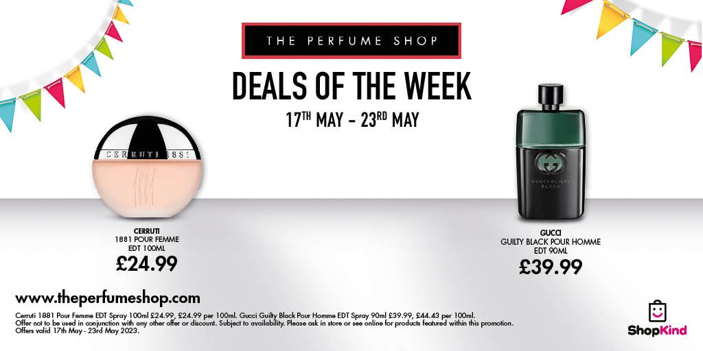 Our deals of the week are as follows… 👀
Cerruti 1881 100ml for £24.99🤩
Gucci Guilty Black 90ml for £39.99 😍
Don’t miss out!
#tpssc #theperfumeshop #festivity2023
