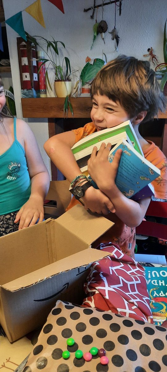 The pure joy of my now 7 yo when he received these <a href="/davidwalliams/">David Walliams HQ</a> books for his birthday today! He is a huge fan and reads about 2 per week. #bookworm 📚🪱