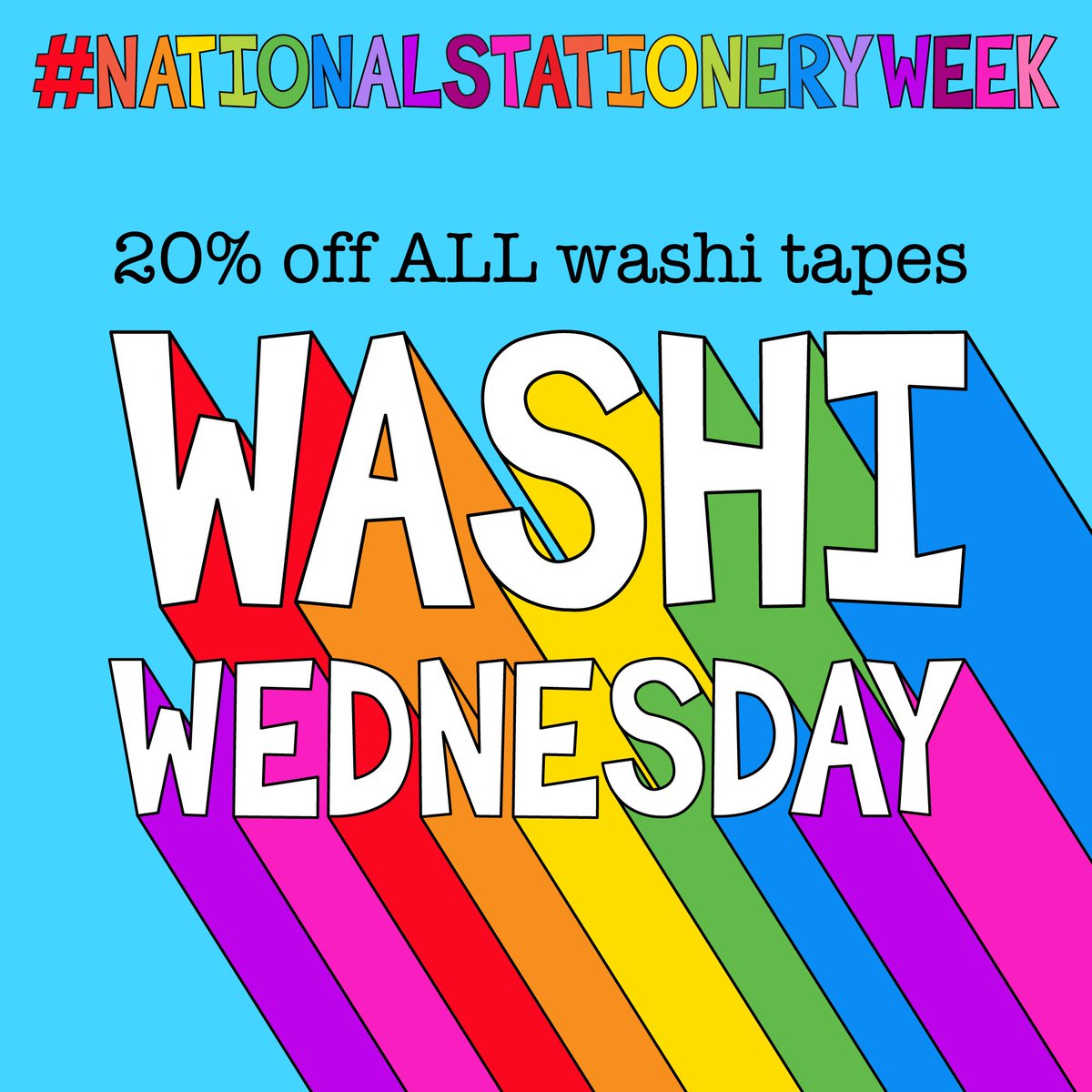 Pop along to my website (between NOW and MIDNIGHT tonight) and you’ll find 20% off ALL washi tapes!

colourtheirday.com/shop/gift-wrap…

❤️🧡💛💚💙💜💖
#washitapeaddict #washitapelover #natstatweek #nationalstationeryweek #worldstationeryday