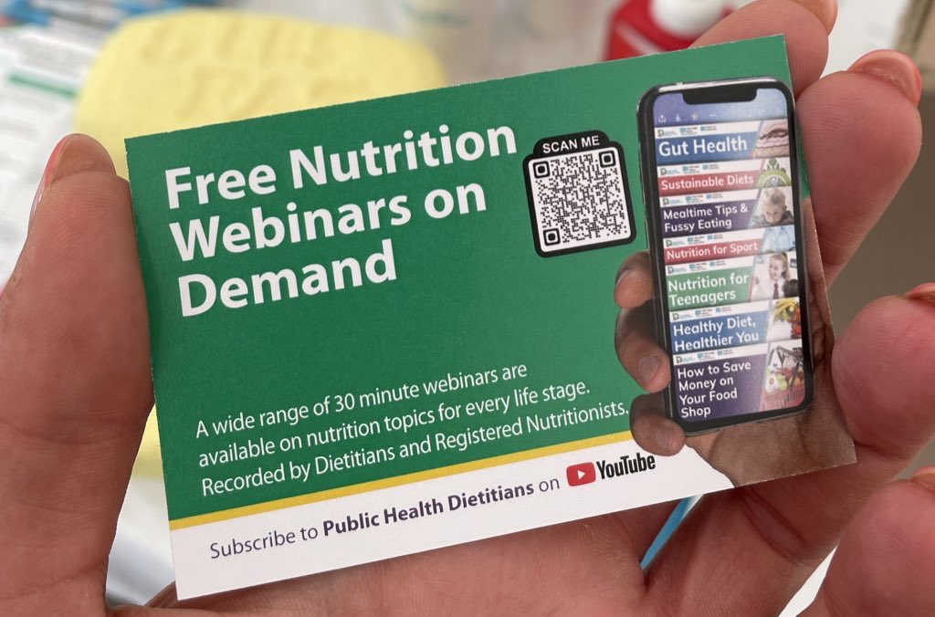 jillstewart_RD's tweet photo. Great to see that the #phdg nutrition webinars are being advertised across waiting room screens in @NHSCTrust
So many topics ranging from healthy eating to food budgeting, menopause to eating well as you age #populationhealth
Subscribe to ‘Public Health Dietitians’ on YouTube https://t.co/8ZU8IoIn9v