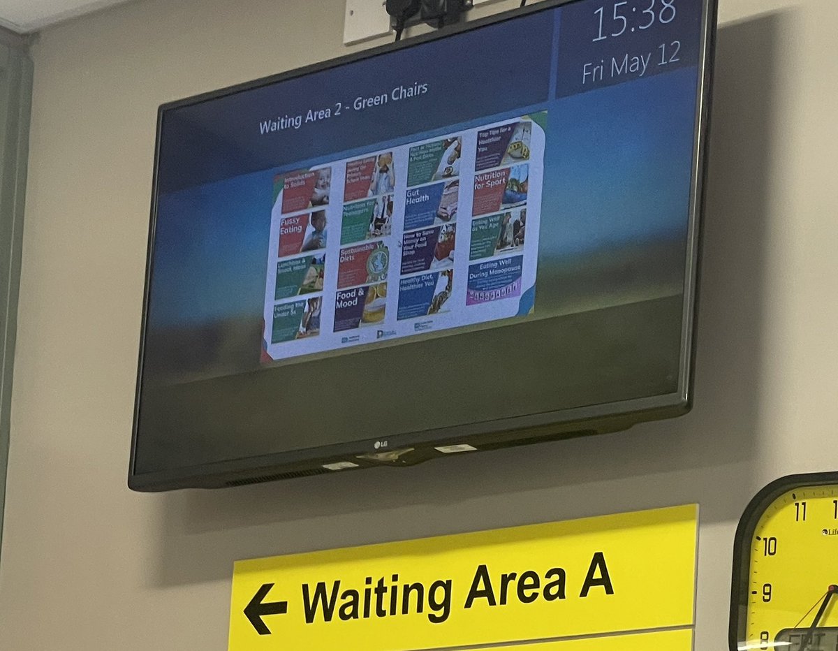 jillstewart_RD's tweet photo. Great to see that the #phdg nutrition webinars are being advertised across waiting room screens in @NHSCTrust
So many topics ranging from healthy eating to food budgeting, menopause to eating well as you age #populationhealth
Subscribe to ‘Public Health Dietitians’ on YouTube https://t.co/8ZU8IoIn9v