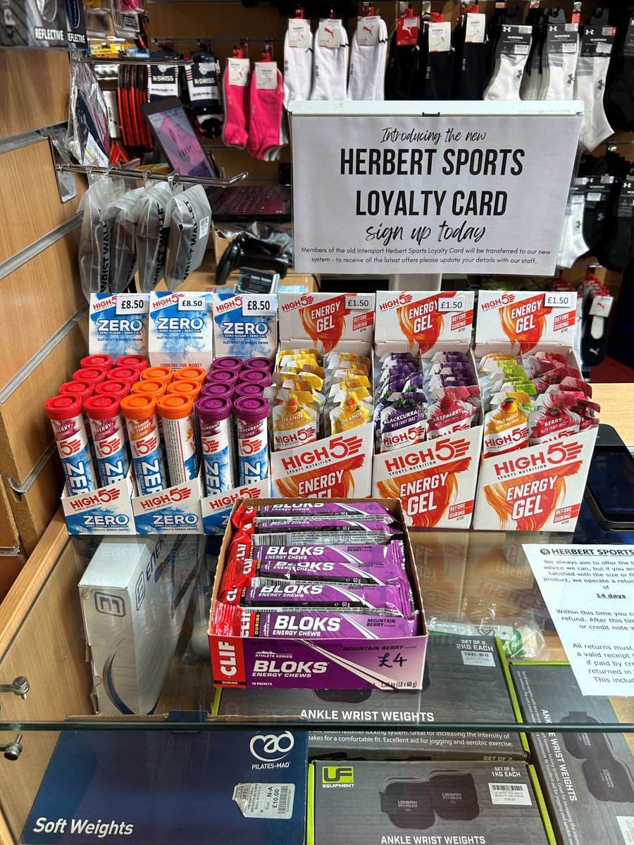 High5 Gels and CLIF Blocks back in stock!! 
#herbertsportseg #eastgrinstead #shoplocal #CLIF #High5