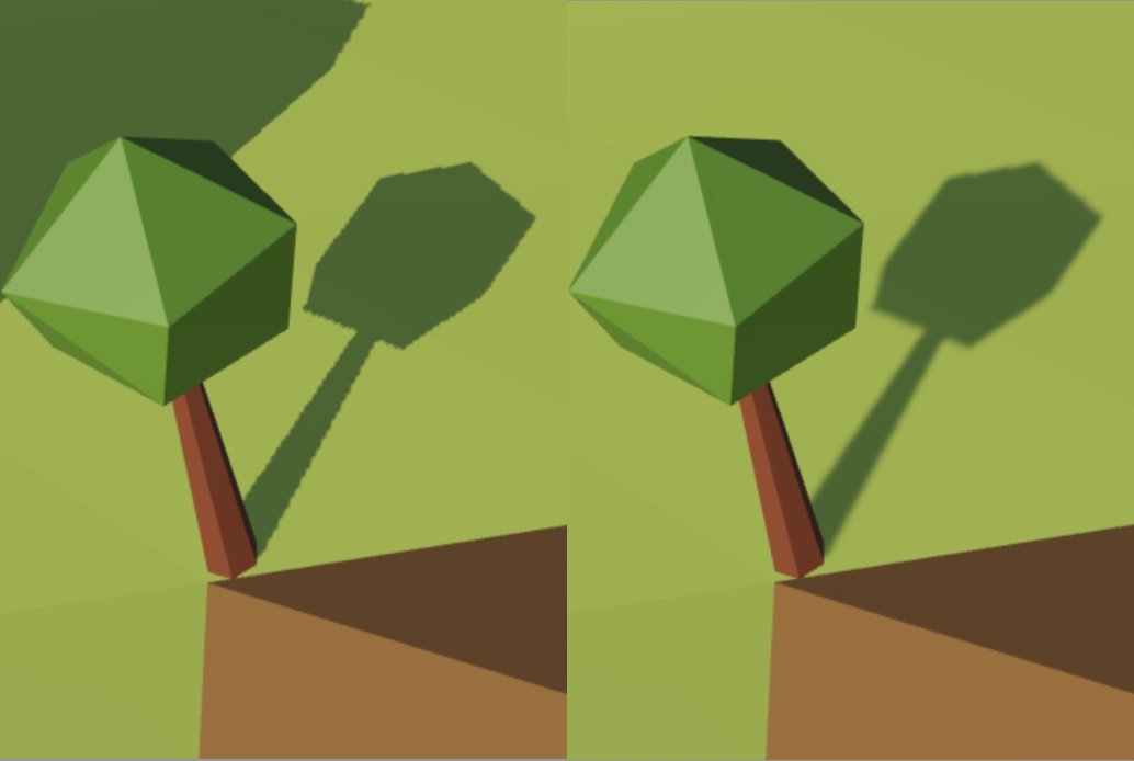 We've enabled the PCF1 shadow filtering option (on the left) for directional / spot lights in <a href="/playcanvas/">PlayCanvas</a>. It can be a great option to keep your mobile games performant.
