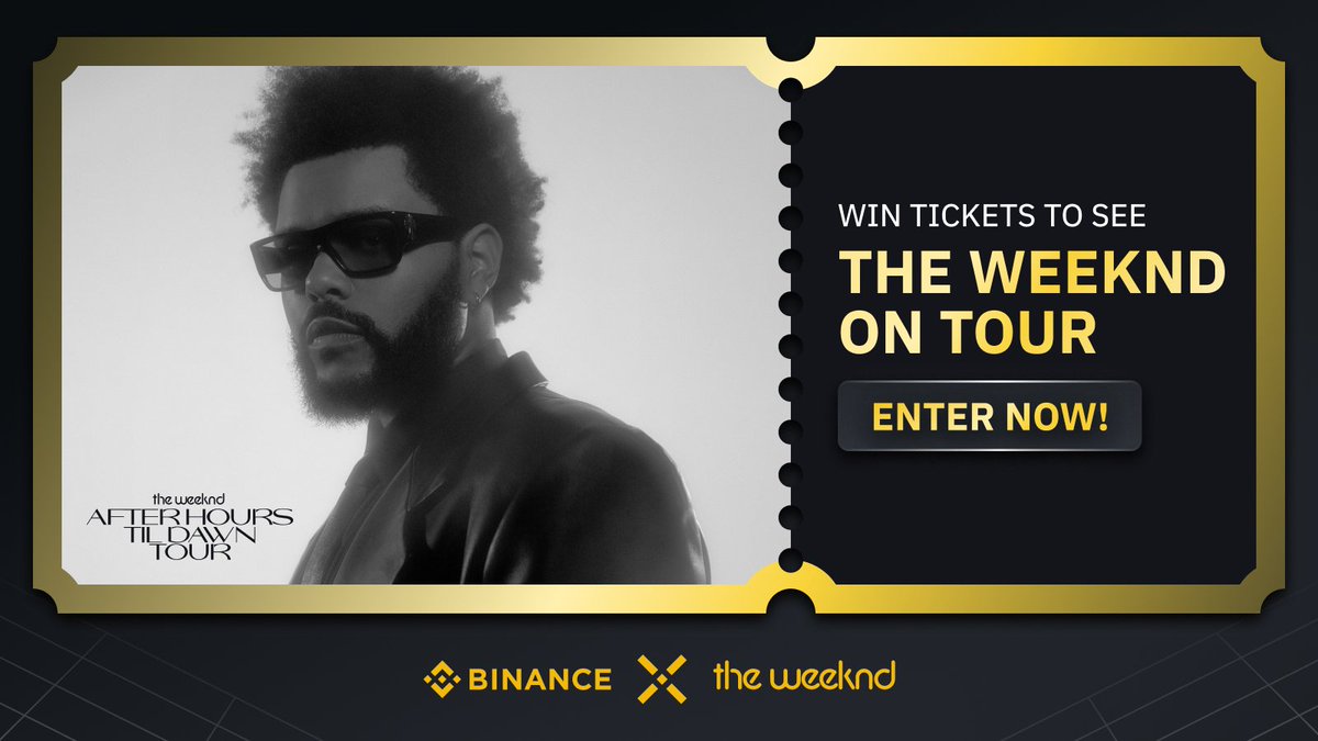 Win tickets to <a href="/theweeknd/">Abel Tesfaye</a>'s sold out After Hours Til Dawn tour!

#BinanceVIP is giving you and a friend the opportunity to win exclusive tickets to any show on the tour.

To enter:
🔸Retweet
🔸Tag a friend
🔸Complete the quiz below

Good luck! ➡️ binance.com/en/survey/0161…