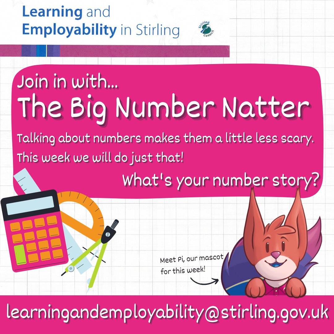 Happy #NationalNumercyDay ! If you live in Stirling and would like help with your numeracy skills contact @StirLearnEmploy  #BigNumberNatter