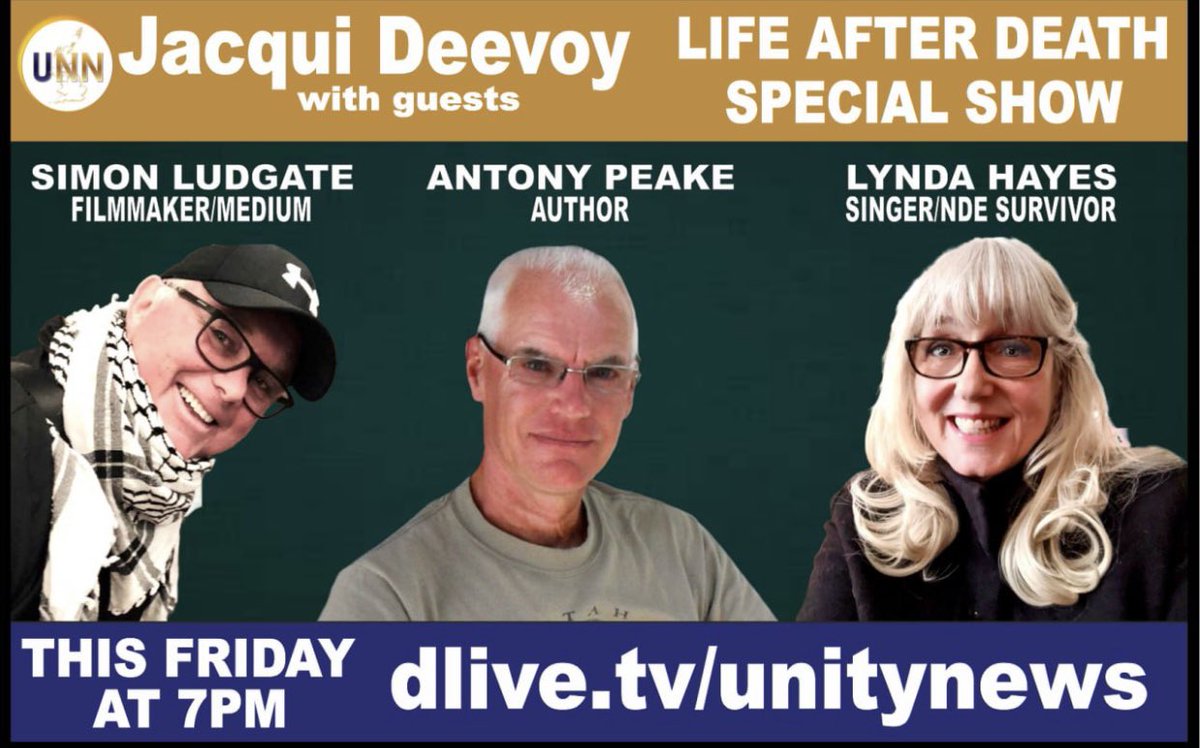 Looking forward to my show this Friday where I’ll be discussing whether there’s any kind of life after death with three amazing guests. <a href="/AnthonyPeake17/">Anthony Peake</a> <a href="/Bogbatter/">Simon  Ludgate</a> and <a href="/Lyndahayes/">Lynda Hayes</a>