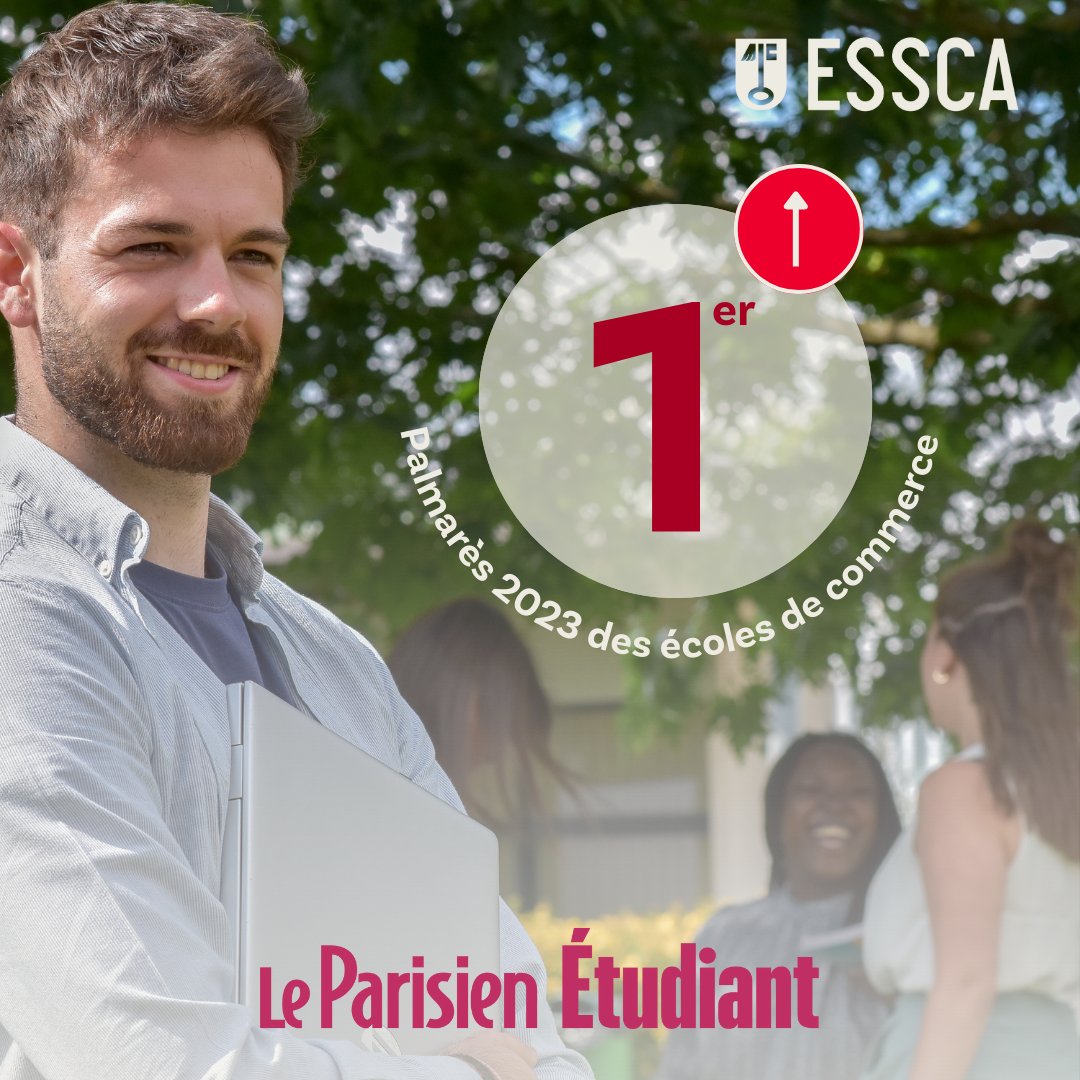 L'ESSCA classée 1⃣ère école de commerce Bac + 5 dans le palmarès du Parisien 2023 !🏆
Cette position de meilleure école de commerce #postbac délivrant le grade de Master vient confirmer la qualité de l’ESSCA et son développement en France et à l’international.
#ranking