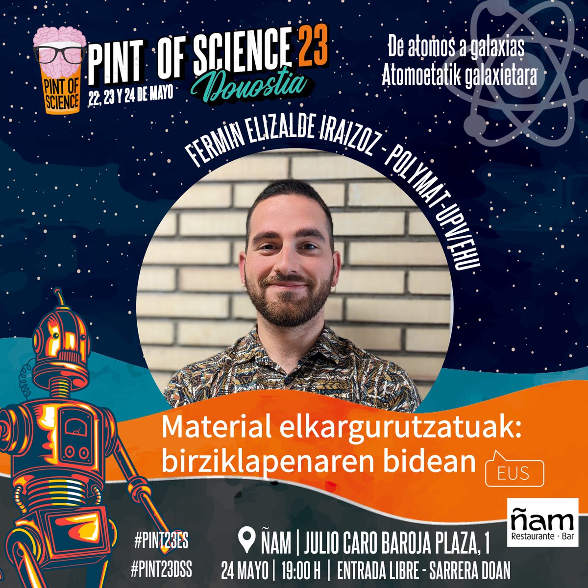Si todavía no has elegido a dónde ir para el #pint23dss, aquí van unos consejitos:

🎙️Laura Fernández📍Amuitz🗓️22/05
🎙️Alaitz Etxabide📍Manuel Bar🗓️23/05
🎙️Cecilia Wetzl&amp;Giuseppe Misia📍Ñam 🗓️24/05
🎙️Fermin Elizalde 📍 Ñam🗓️24/05

👉pintofscience.es/events/sanseba… 👈