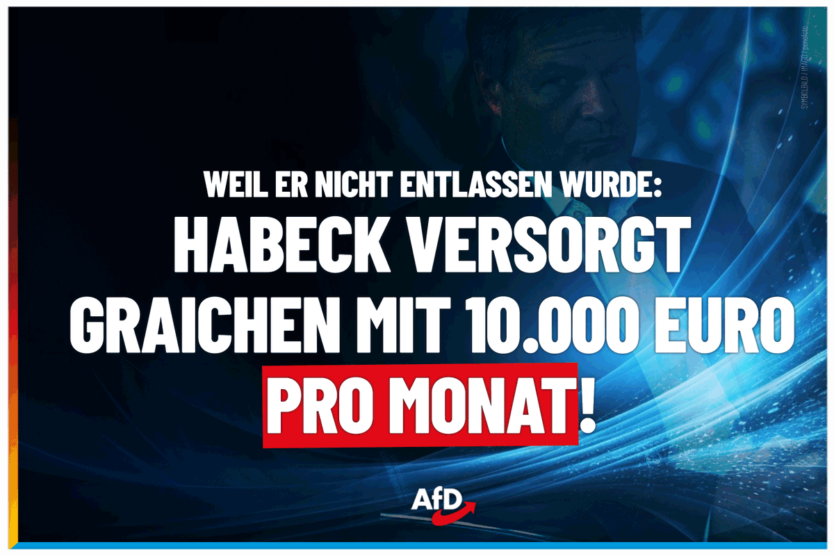 Der Filz im Clanministerium geht unvermindert weiter. Denn #Habeck hat #Graichen nicht entlassen, sondern ihn lediglich in den Ruhestand versetzt. Damit erhält Graichen jeden Monat etwa 10.000 Euro aus Steuergeldern, das entspricht 71,5 Prozent seines bisherigen Gehaltes. #AfD