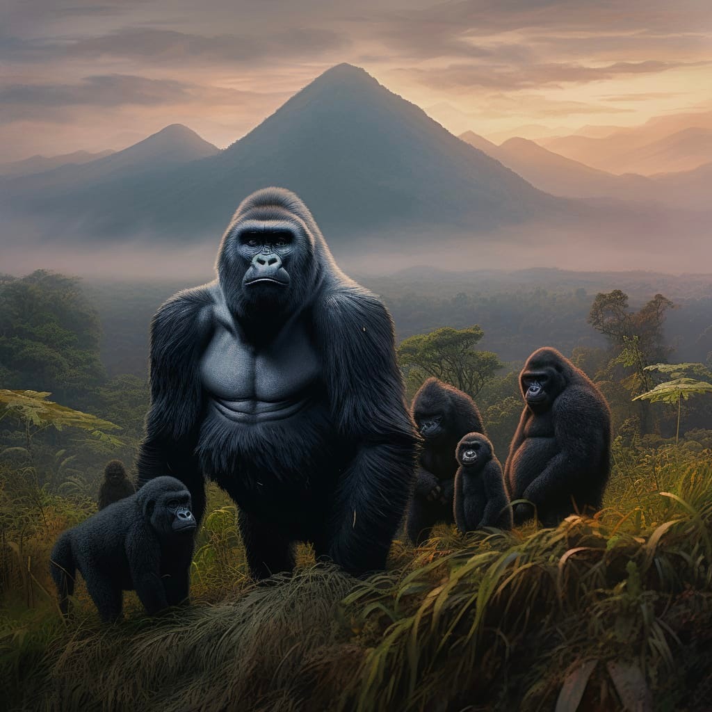 GenAI images of nature in the 🇨🇩 Democratic Republic of Congo. Lake Kivu, Mt. Nyiragongo, Virunga, and more...