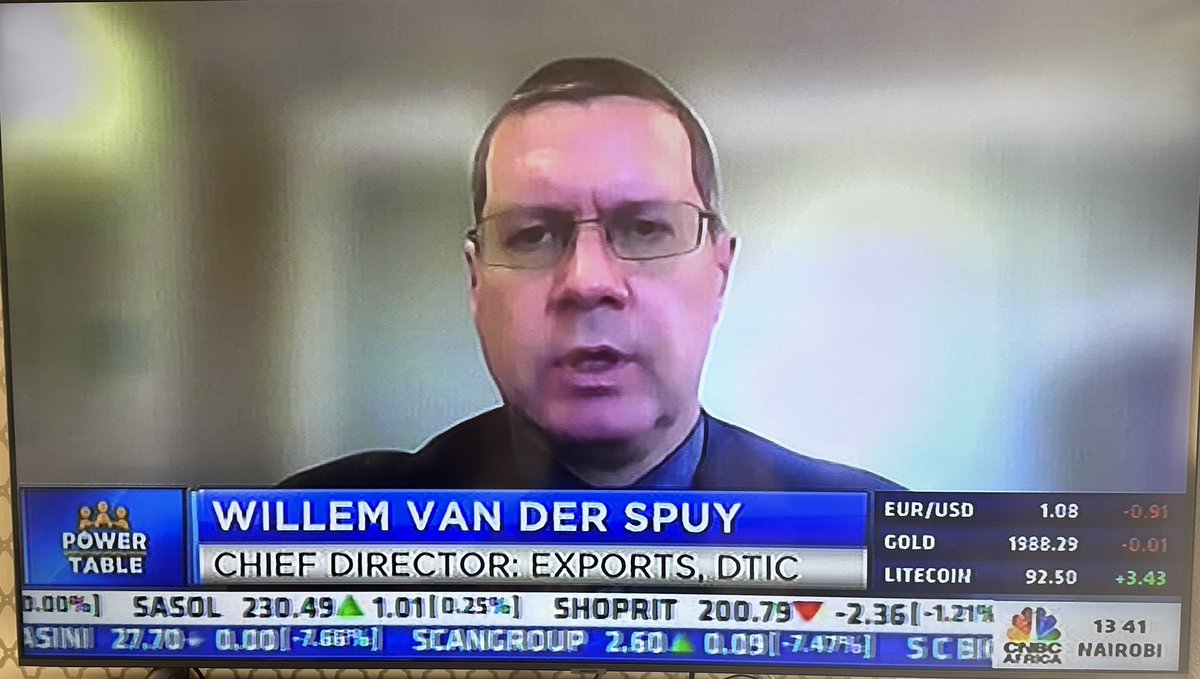Talking to @FifiPeters on the #PLSA410 NOW @cnbcafrica, @dtic's Willem van der Spuy says in spite of domestic challenges we face in #SouthAfrica, in 2022 'we saw significant growth in our manufacturing exports'.