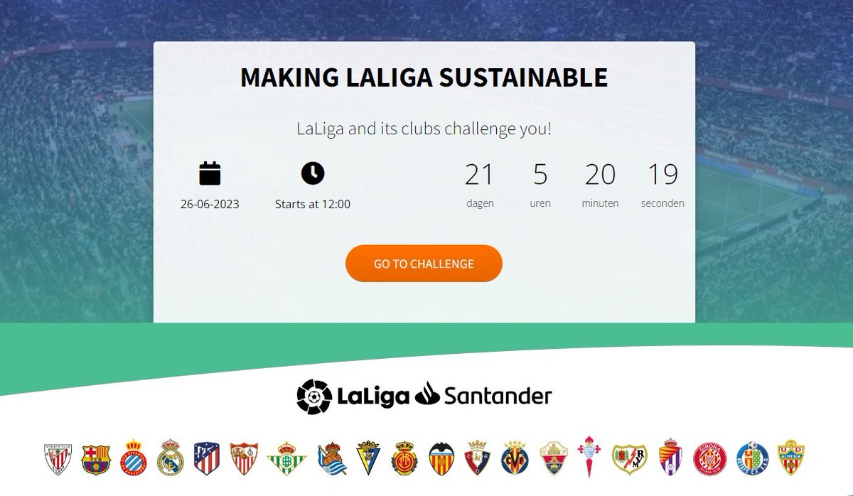 Sustainable Sport Challenge: Sports + Vitality &amp; LaLiga announce an environmental sustainability challenge open for all Dutch companies who are passionate about reducing the environmental impact and promoting sustainability. Meer info? bit.ly/432q2Xh