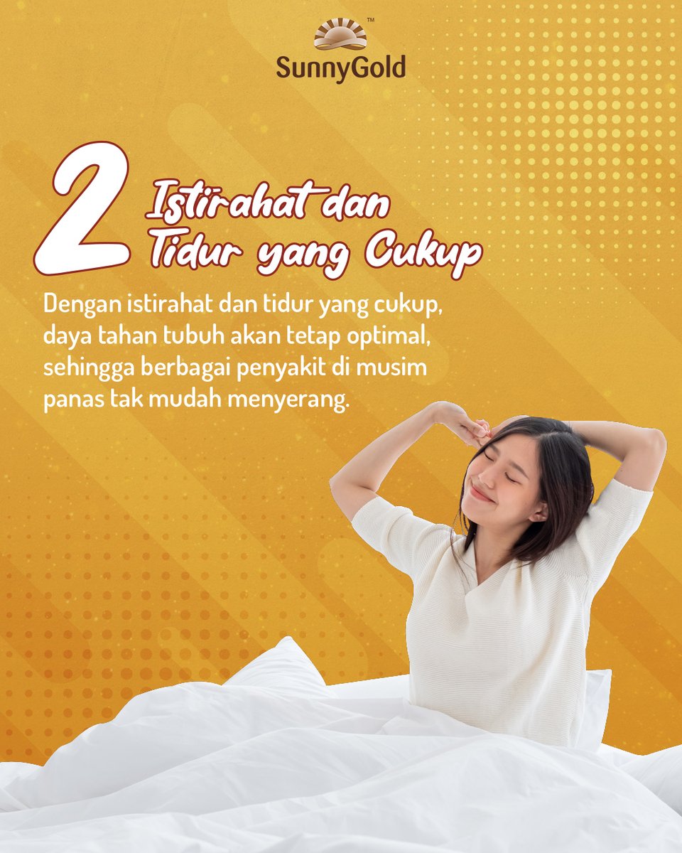 SunnyGoldID's tweet photo. Golden Friends ngerasa juga nggak sih cuaca akhir-akhir ini lagi panas banget?
Yuuk, jaga tetap jaga kesehatan agar tetap fit saat cuaca seperti ini, mimin punya tips nya lho! di simak yaa🥰
#SunnyGold #LetupanRenyah #BubbleCrumbs #ExtraJuicyLessOily #GoldenTaste #GoldenQuality https://t.co/KJs98XECGF