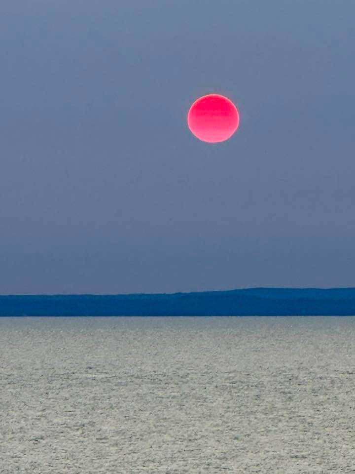 The sun last night over where we crossed <a href="/LakeSuperior/">The G.L.O.A.T.</a> in Wisconsin from the fires in Alberta.