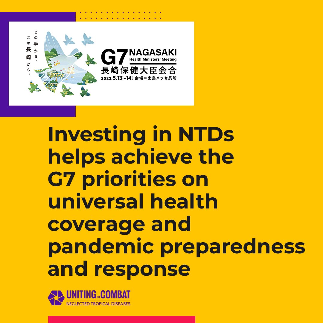 Ahead of the #G7HiroshimaSummit, 39 parliamentarians from 24 countries call on #G7 leaders to invest in neglected tropical diseases

Ending #NTDs is critical to achieving the #G7 priorities of #UHC &amp; pandemic preparedness

Read their letter: bit.ly/G7-NTDs-en