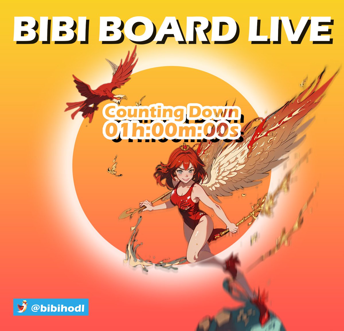 Bibihodl's tweet photo. ❗️Counting down 1 hour❗️

Prepare your word, get your $BIBI ready, set the reminder and most important, fasten your seatbelt 🚀🚀🚀 https://t.co/u8GyUtlAqL