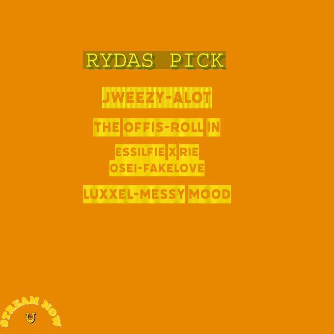 Update Your Playlist With Top 4 Music selected by godofdawave <a href="/JiggyRyda/">JIGGY</a> featuring @JweezyMyNameIs <a href="/offisent/">#NOSADDAYS EP</a> @EssilfieMusic @1luxxel 🌊.

All songs are available on dsps 💛