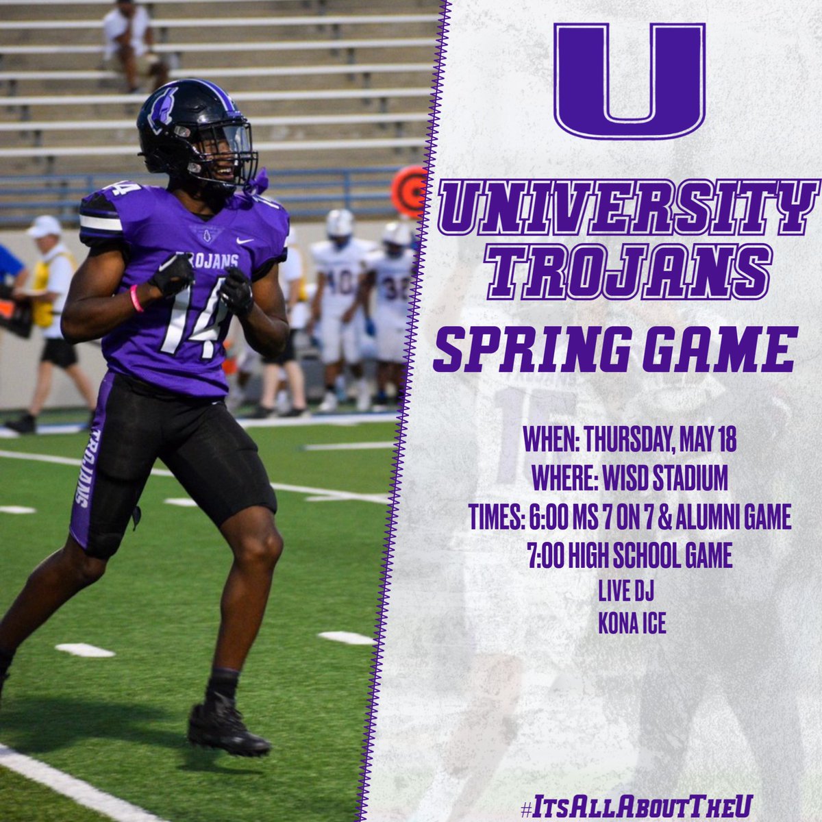 The Spring Game and other activities have been rescheduled for Thursday, May 18 (tomorrow).