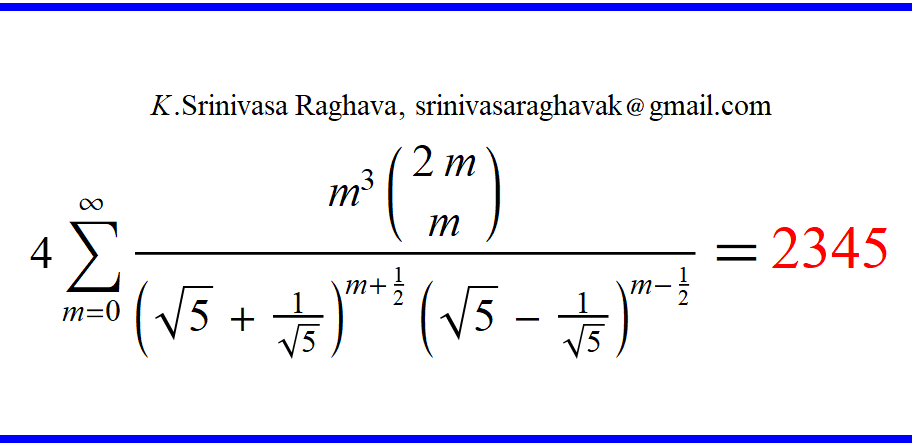 SrinivasR1729's tweet image. A curious summation with an interesting closed-form.
#mathematics #Mathtwitter