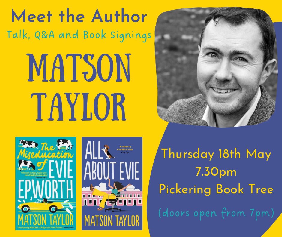 Pickering Book Tree (@pickabooktree) on Twitter photo Just a few tickets left for tomorrow’s Author Evening with <a href="/matson_taylor_/">matson_taylor_</a>
We’re so excited to host Matson for this event! Evie is a delight to read — funny, moving and memorable.
Tickets: pickeringbooktree.co.uk/events-1/matso…
#pickeringnorthyorkshire #northyorkshire #ryedale Just a few tickets left for tomorrow’s Author Evening with <a href="/matson_taylor_/">matson_taylor_</a>
We’re so excited to host Matson for this event! Evie is a delight to read — funny, moving and memorable.
Tickets: pickeringbooktree.co.uk/events-1/matso…
#pickeringnorthyorkshire #northyorkshire #ryedale